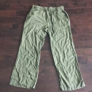 Green Wide Leg Linen Pants
